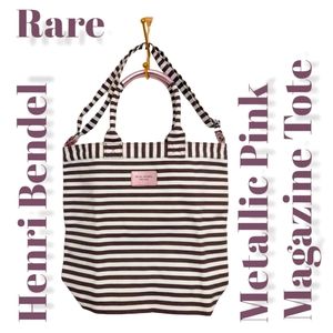 RARE Henri Bendel Metallic Pink Signature Magazine Tote BNWT
